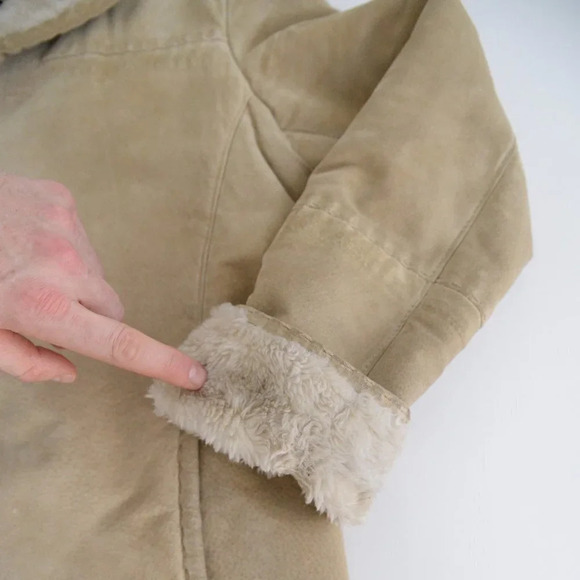 Vintage Avanti  100% Leather Shearling Beige Jacket Size 8 - Picture 13 of 16